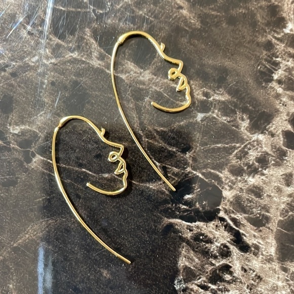 Free People Gold Tessa Silhouette Face Earrings - Picture 5 of 7
